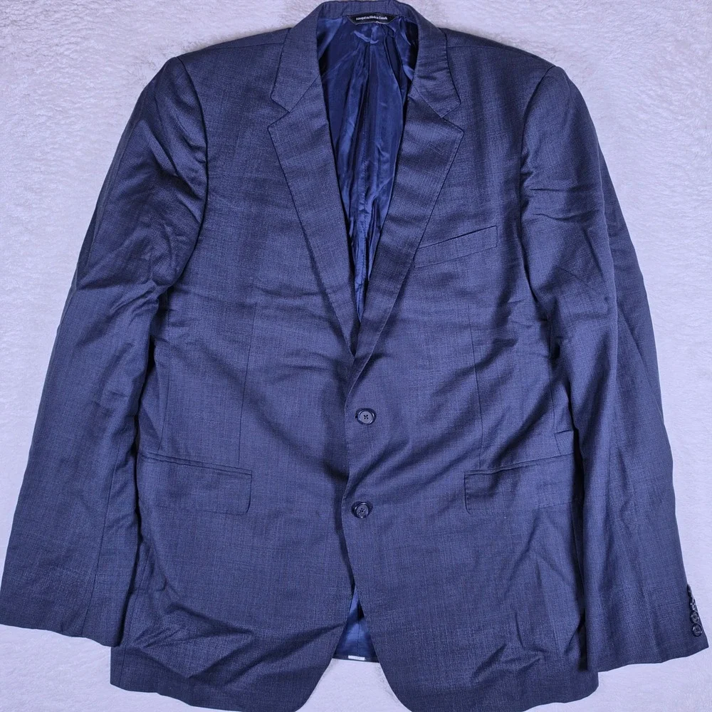 Samuelsohn SB Yardley Mens 46L Blue Wool Super 130s L/S 2 Button Blazer 6W051G